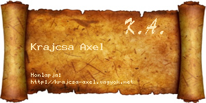 Krajcsa Axel névjegykártya